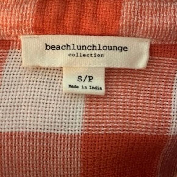 Beachlunchlounge Raw Hem Orange White Check Sleeveless Blouse Shirt SP Country - Picture 6 of 10